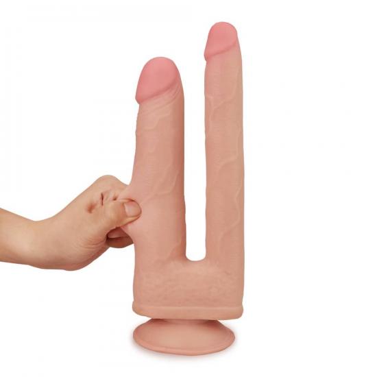 LoveToy Skinlike Double Penetration Soft Cock, dvojité dildo na dvojité proniknutí