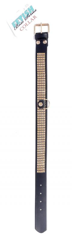 Třpytivý obojek Fetish Boss Series Collar Golden Crystals, 3 cm vysoký