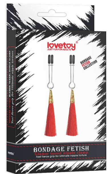 LoveToy Glamor Tassel Nipple Clamp svorky na bradavky s třásněmi 14 cm