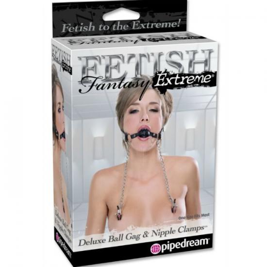 Fetish Fantasy Extremev Deluxe Ball Gag and Nipple Clamps