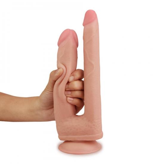 LoveToy Skinlike Double Penetration Soft Cock, dvojité dildo na dvojité proniknutí