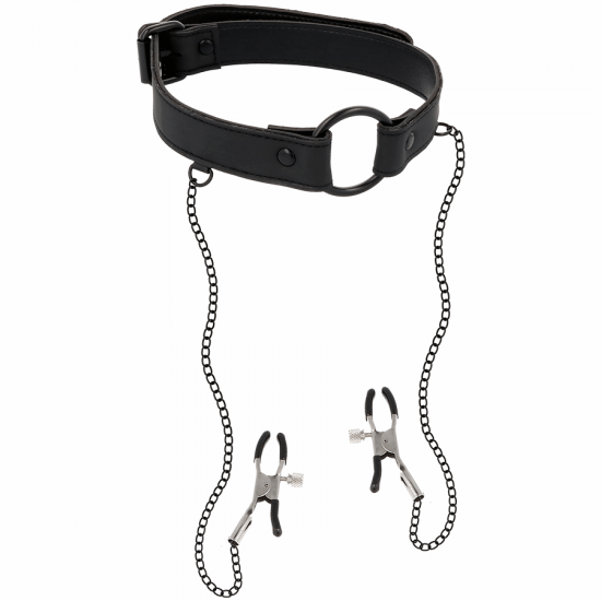 O Ring Gag with Nipple Clamps