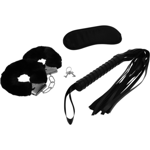 Intense Fetish Erotic Playset 1 With Handcuffs Blind Mask & Flogger