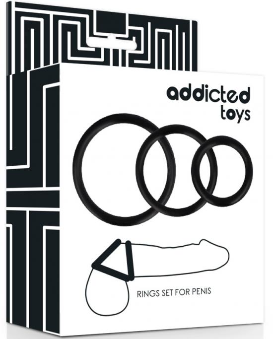 Addicted Toys Rings Set For Penis Black