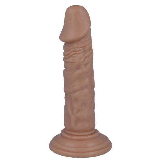 100% realistické hedvábné dildo - penis 16.2 x 3,5 cm s přísavkou