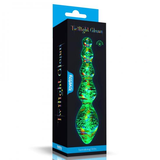 LoveToy Glow in the dark Twilight Gleam Glass Dildo Tantalizing Orbs