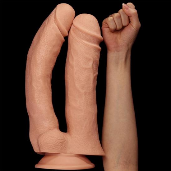 Lovetoy 12 Realistic Mega Double Dildo, tělové dildo s přísavkou