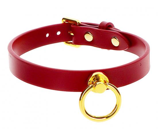 Taboom Bondage in Luxury O Ring Collar Red