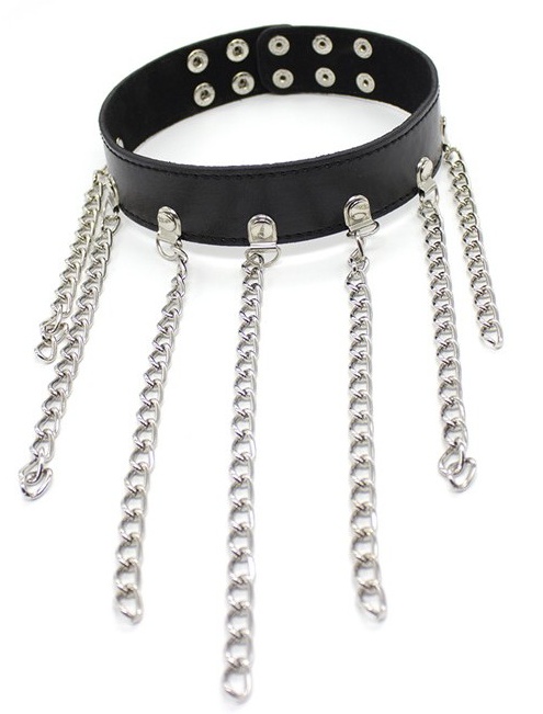 Faux Leather Collar With 7 Chains