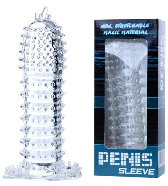 CLEAR CRYSTAL PENIS SLEEVE - SPIKED