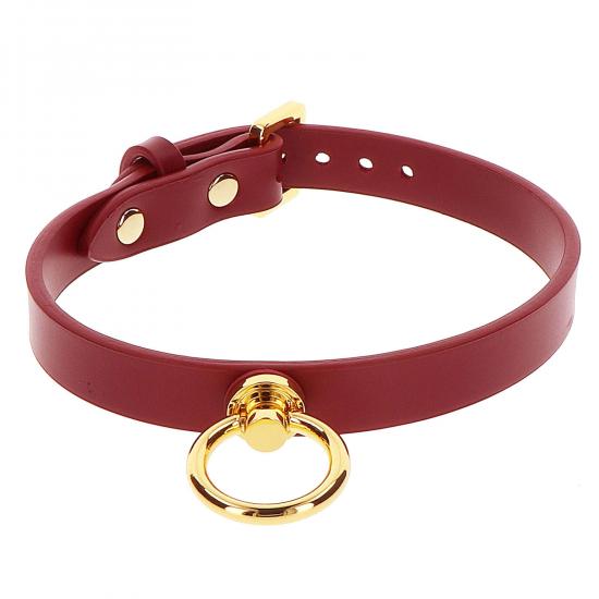 Taboom Bondage in Luxury O Ring Collar Red