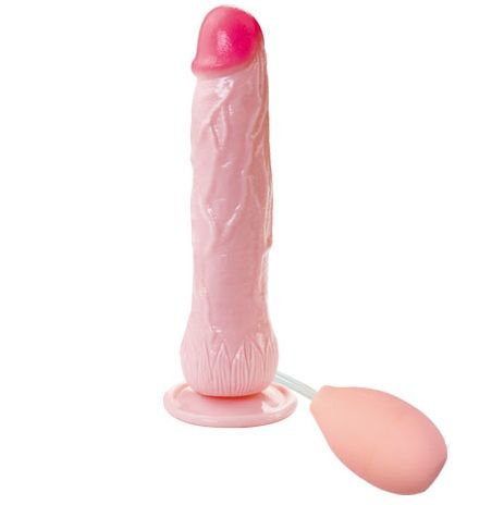 Realistické ejakulující dildo s přísavkou a samostatnou pumpou 20 x 4 cm.