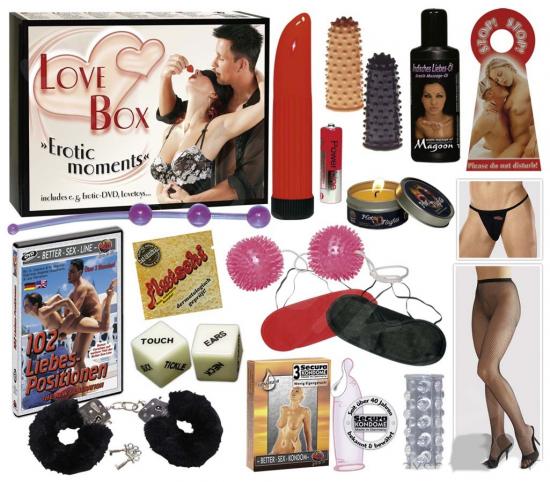 Sada erotických pomůcek Love Box Erotic Moments international (20dílná)