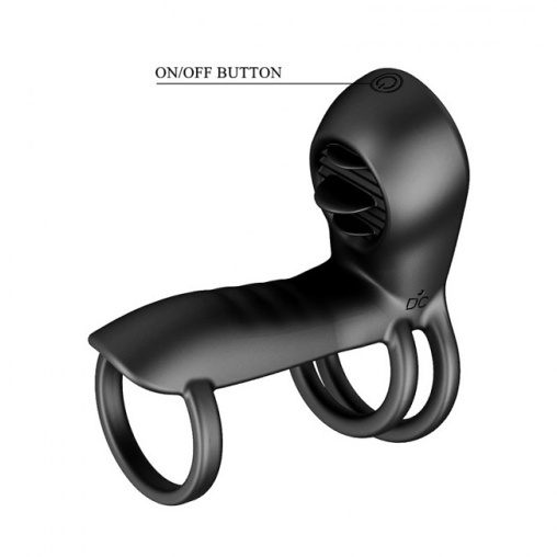 Pretty Love Jammy Cock Ring Vibrator with Clitoral Stimulator Black