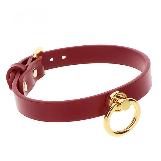 Taboom Bondage in Luxury O Ring Collar Red