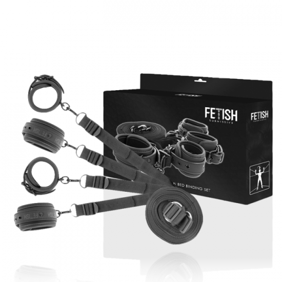 Fetish Připoutání k posteli Submissive BED BINDING SET WITH ADJUSTABLE RINGS