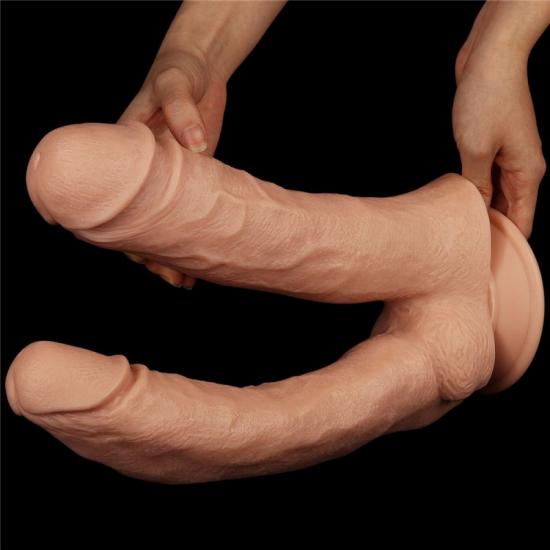 Lovetoy 12 Realistic Mega Double Dildo, tělové dildo s přísavkou