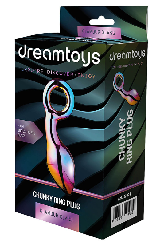 Dreamtoys Glamour Glass Chunky Ring Plug 13 cm skleněný anální kolík