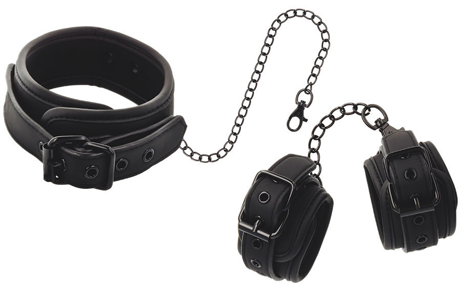 Fetish Collar And Wrist Cuffs Vegan Leather