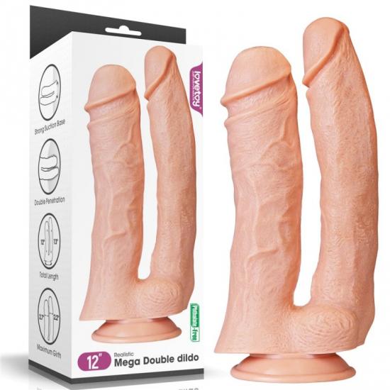 Lovetoy 12 Realistic Mega Double Dildo, tělové dildo s přísavkou