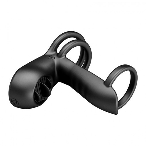 Pretty Love Jammy Cock Ring Vibrator with Clitoral Stimulator Black