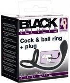Black Velvets Cock &amp; Ball Ring + Plug Slim