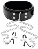 Darkness Collar With Nipple Clamps Black