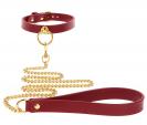 Taboom Bondage in Luxury O Ring Collar and Chain Leash Red